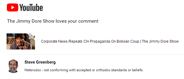 Jimmy Dore Show loves my comment,